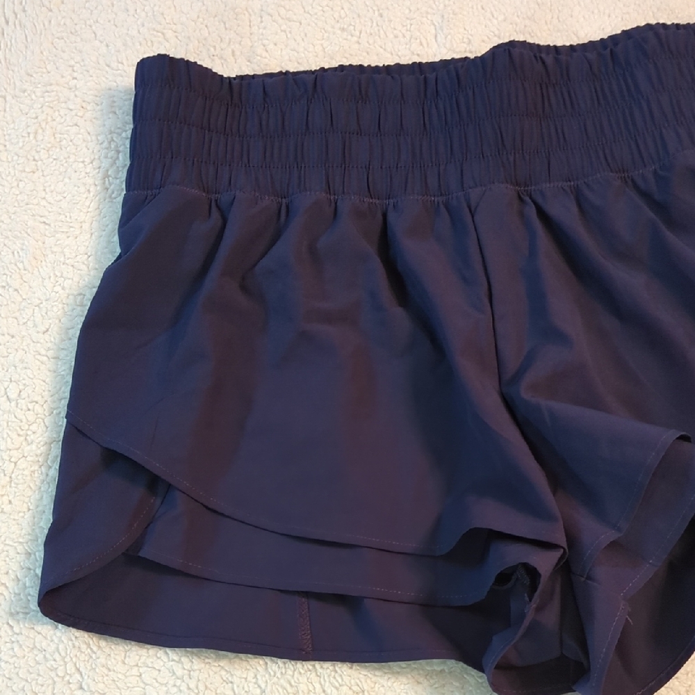 Apana Women's High Waiste Navy Layered Ruffle Short With Built In - Picture 4 of 7